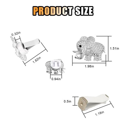 2PCS Crystal Diamond Car Air Vent Clip, Elephant Bling Charms Crystal Car Air Vent Clip Car Freshening Diffuser, Bling Car Interior Decorative Accessories for Women Girls