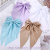 Olbye Hair Bows for Women Silky Satin Hair Ribbon Long Tail Bow Hair Clips Big Coquette Bows Black Hair Bow White Hair Ribbons Bows Hair Accessories for Women and Girls 4Pcs (Hair Bows B)