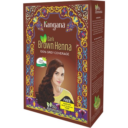 Kangana Henna Powder for Hair Dye/Colour - Dark Brown Henna Powder for 100% Grey Coverage - 6 pou...