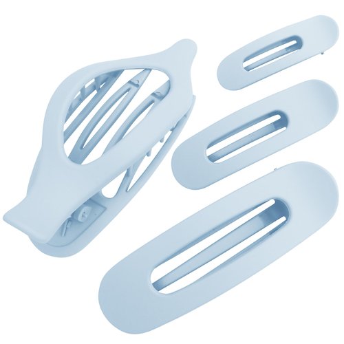 Vovii Hair Claw Clips for Women Girls Light Blue 4PCS Hair Barrettes for Thick and Thin Hair, Flat Claw Clips Hair Accessories for Women 4 Different sizes