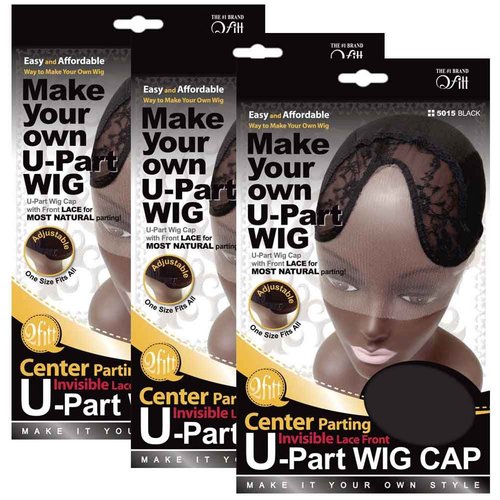 (3 Pack) Qfitt – Center Parting U-Part Wig Cap with Lace #5015