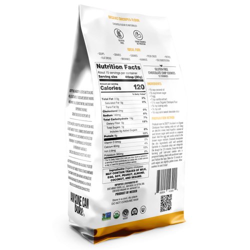 Organic Chickpea Flour 1lb (454 g) USDA Organic Gluten Free Grain free Non GMO Kosher Pack of 1 | Just About Foods