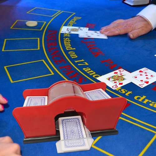 Evelots Playing Cards Shuffler - 2 Deck Card Holder, Easy Hand Cranked System, Card Shuffling Machine, Casino Card Shuffler for Blackjack Poker Texas Hold Em | Card Games