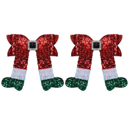 Christmas Bow Hair Clips Glitter Christmas Stocking Hairpins Kids Girls Festive Holiday Hair Acce...