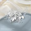 Easedaily Pearl Bride Wedding Hair Comb Silver Leaf Bridal Hair Piece Rhinestone Hair Accessories for Women and Girls