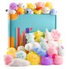 KUUQA 30 PCS Squeeze Animal Toys Cute Cat Panda Squishies Easter Egg Fillers Mini Soft Squeeze Stress Relief Toys Birthday Party Favors Goodie Bag Stuffers for Kids