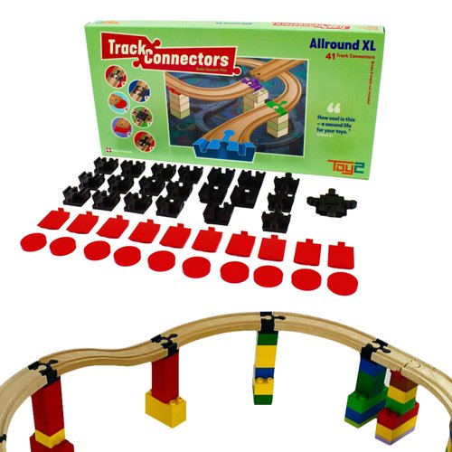 Plastic Track Connectors for Wooden Train Set - 41 Compatible Train Connectors for Duplo & Brio Train Set - Toy2 Track Connectors Spare Parts for Wooden Train Track Set - Allround XL