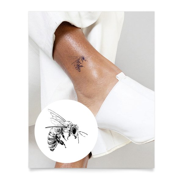 Inkbox Temporary Tattoos, Semi-Permanent Tattoo, One Premium Easy Long Lasting, Water-Resistant Temp Tattoo with For Now Ink - Lasts 1-2 Weeks, Bee My Friend, 2 x 2 in