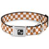 Buckle-Down Checker White/Tan Orange Dog Collar Bone, Small/9-15"