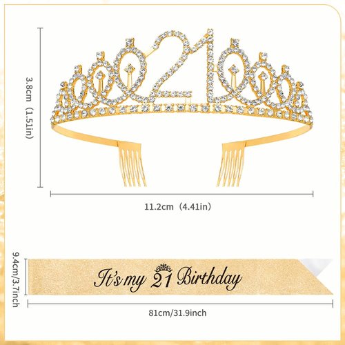 21st Birthday Sash,Birthday Girl Sash 21st Birthday Crown,Birthday Sash and Crown 21st Birthday Gifts for her Birthday Tiara for Women Its My Birthday Sash Headband Birthday Accessories Decorations