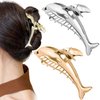 Jaczora 2 PCS Dolphin Hair Clips for Women, Metal Claw Clips for Thick Hair Elegant Barrettes Strong Hold Hair Clamps Non Slip Hair Catch Jaw