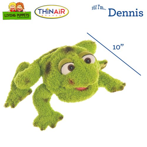 Living Puppets - Dennis The 10-Inch Green Frog, Plush Hand Puppet for Boys and Girls