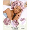 Satin Bonnet Silk Hair Bonnets for Women Curly Hair Wrap for Sleeping Cap Reversible Bonnet with Tie Band Night Cap Double Layer Sleep Cap for Curly Hair (Bean Paste + Light Purple)