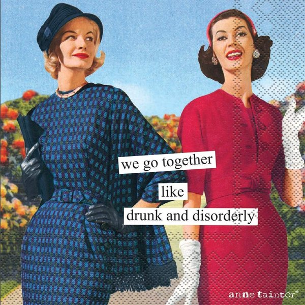 IHR Ideal Home Range Retro Cocktail Napkins Anne Taintor Disposable 3-Ply Paper Party Napkin Pack, 5" x 5", Disorderly, 20-Count