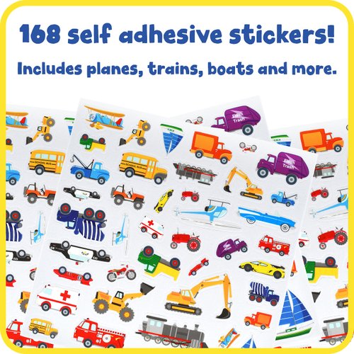READY 2 LEARN Foam Stickers - Transport - Pack of 168 - Self-Adhesive Stickers for Kids - 3D Puffy Transport Stickers for Laptops, Party Favors and Crafts
