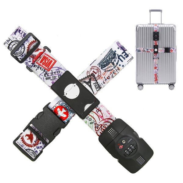 Travelkin Cross Luggage Straps TSA Approved, Adjustable Travel Suitcase Belts Fit 18-32 inch Suitcases