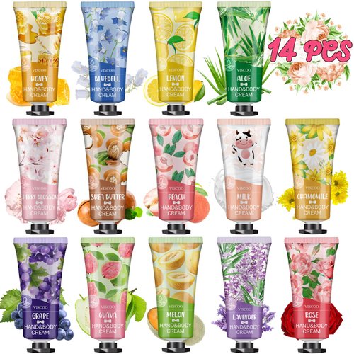 VISCOO 14 Pack Hand Cream Gifts Set,Christmas Gifts for Women,Thank You Gifts,Stocking Stuffers for Adults,Appreciation Gifts,Bulk Hand Lotion Travel Size for Dry Cracked Hands,Mini Hand Lotion