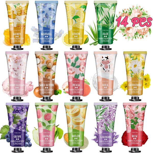 VISCOO 14 Pack Hand Cream Gifts Set,Christmas Gifts for Women,Thank You Gifts,Stocking Stuffers for Adults,Appreciation Gifts,Bulk Hand Lotion Travel Size for Dry Cracked Hands,Mini Hand Lotion