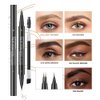 Fast Draw Eyebrow Pen, Duo Brow Microfilling Fork-Tips & Precise Tip, Natural Eyebrow Makeup Set with Spoolie Brush (#2 Medium Brown)
