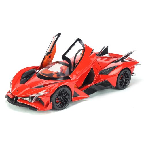 Toy Cars Apo Project EVO Model 1:24 Metal Diecast Car Toys with Light and Sound Pull Back Car for 3 4 5 6 7 Year Old Boys (Red)