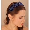 Xerling Floral Pearl Headband Tiara for Girls Bridal Hair Accessory for Wedding Blue Crystal Crown for Party Headdress Hair Band Jewelry (Blue)