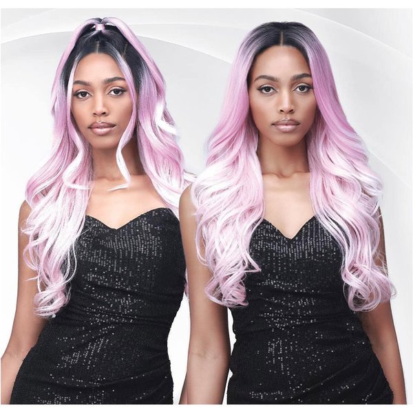Bobbi Boss Synthetic Hair 360 13x2 Updo Revolution Frontal Lace Wig - MLF417 EMILIA, Long Curly Hair Wig, Special Color Wigs with High Heat Resistant Wigs (2, Dark Brown)