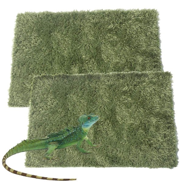 kathson 2pcs Reptile Carpet Terrarium Liner Tortoise Bedding Reptile Substrate Liner Mat Pet Cage Mats Supplies for Snakes Bearded Dragon Lizard Gecko Chameleon Turtles Iguana (19.68 X 11.81 in)