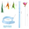 Otunrues Cat Feather Collar Toys, Interactive Cat Toys for Indoor Cats Teasing Wand Collar Funny Cat Toy with Bell and Replaceable 3 Feathers Refills Multiple Ways for Cats to Play(Blue)