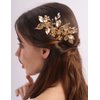 BERYUAN Wedding Gold Rhinestone Hair Comb Gold Flowers Leaves Hair Side Comb Wedding Hair Accessories Vintage Flowers Leaves Crystal Headpiece for Wedding Women