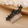 Chargances Bride Wedding Rhinestone Hair Comb Black Crystal Hair Side Comb Fashion Handmade Headpiece Bridal Hair Accessories for Wedding Prom Flower Girl (Black)
