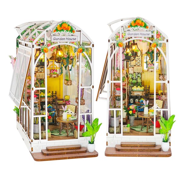 Spilay DIY Book Nook Kit,DIY Dollhouse Booknook Bookshelf Insert Decor Alley,Bookends Model Build kit with LED,Handmade Crafts Birthday Gifts for Adults Teenagers Girls M2313