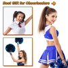 Sureio 100 Pieces Cheer Bracelets Cheerleader Hair Ties Pom Pom Design Bulk Ponytail Holder Cheer Scrunchies Wristbands Cheerleading Gifts for Women and Girls (Black)