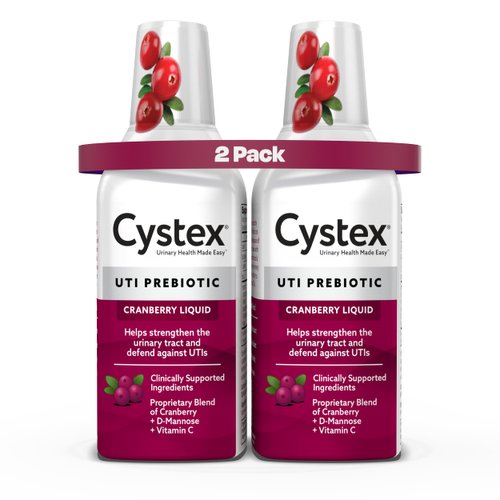 Cystex Urinary Tract Infection Support, Cranberry Prebiotic Supplement for UTI Protection & Urinary Health Maintenance, D-Mannose & Vitamin C, 7.6 oz (2 Pack) Packaging May vary