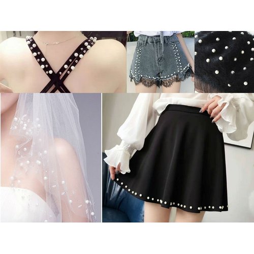 AKOAK 100 Set Pearl Rivet,Half Hole Faux Pearls Rivets Studs Buttons for Hat/Shoe/Clothes/Bag/Skirt/Bridal Veil DIY Accessories (6.0mm)