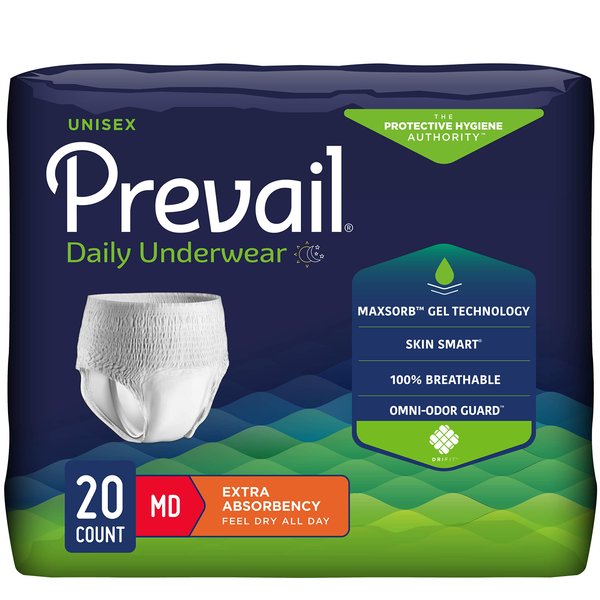 Prevail Adult Incontinence Underwear for Men & Women, Maximum Absorbency, Medium, 20 Count