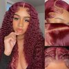 HENGROSE 99j Burgundy Deep Wave Lace Front Wigs Human Hair 13x5 Hd Transparent Lace Frontal Wigs Human Hair for Black Women 150 Density Pre Plucked with Baby Hair 24 Inch