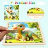 Dinosaur Puzzles for Toddlers 2-4 Years Old，Set of 6 Wooden Puzzles- 9 Pieces for Kids Children Learning Educational Puzzles Toy Gift for Boys and Girls 2 3 4 5 Years Old.