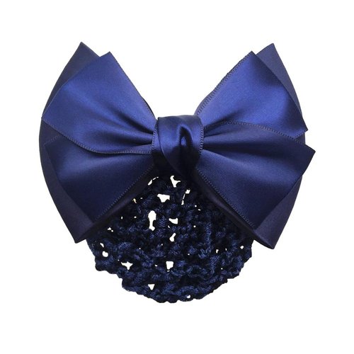 AKOAK 2 Pcs Blue Bowknot Decor Snood Net Barrette Hair Clip Bun Cover