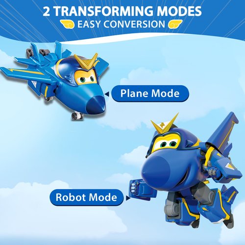 Super Wings Transformer Toys, 5 in Jerome Airplane Transformer Figures Toys, 2 in 1 Mode Rescue Bots Action Figure Toys for 3-5 Year Old Boys Girls, Fun Plane Toys for Toddlers Kids Age 3 4 5 6 7