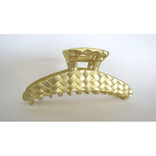 Generic Gold weave texture metal hair claw clip jaw clip for medium fine hair