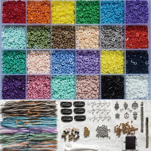 4mm, 10,500 Pieces, 26-Color Bright Spacer Bead Material kit, Including pop Colors, Basic Colors, and Rainbow Colors, Perfect for DIY Hair Pieces, Tassel Earrings, and Hair Wraps. one-of-a-Kind.