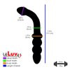 LeLuv Dildo 7.5 inch Bent Clear Glass Wand G-Spot Beads Bundle with Premium Padded Pouch