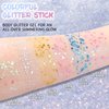 DAGEDA Body Glitter Stick, Mermaid Sequins Glitter Stick Face Body Sparkling Glitter, Chunky Holographic Hair Glitter, Durable Glitter Lips Nails Festival Rave Halloween Glitter Makeup, 03 Gold