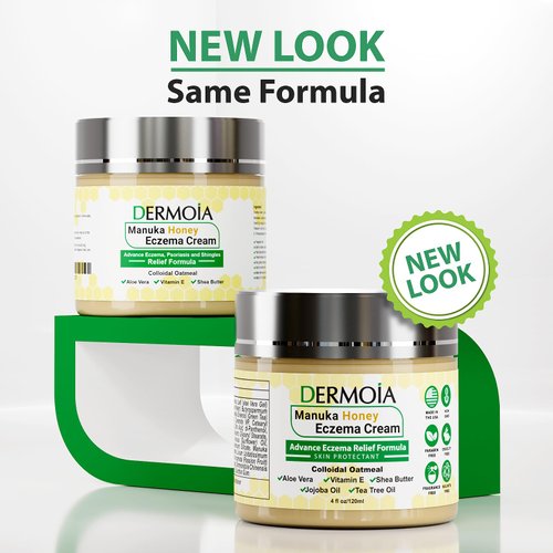 DERMOIA Manuka Honey Cream - Eczema Cream for Adults & Kids - Seborrheic Dermatitis Cream for All Skin Types - Eczema Honey Cream for Redness & Itch Skin Relief with Aloe Vera - 4oz