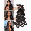 Popvibes Body Wave Bundles Human Hair Human Hair Extensions Natural Brazilian Virgin Unprocessed Human Hair with Mono Top Closure 4 Bundles Black Color 16 18 20 22inch