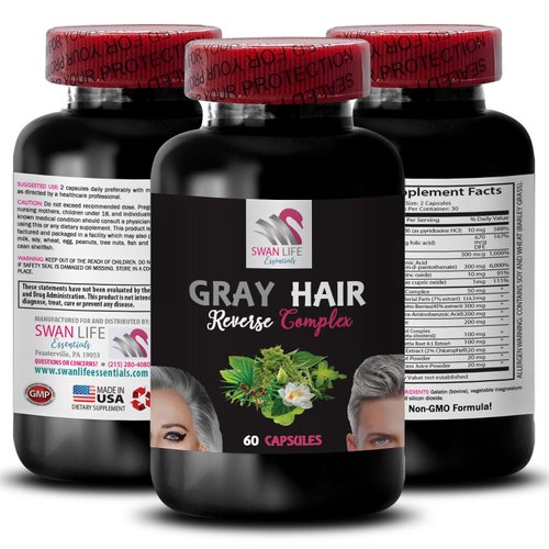 Natural Hair Complex - GRAY HAIR REVERSE - True color, Fresh vibrancy, Hair pigmentation, Restore vibrancy, Hair shade revival, Dynamic hair, Luminous hair, Fresh hair color 3 Bottles 180 Capsules