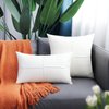 BRAWARM Faux Leather Throw Pillow Covers 16 X 16 Inches, White Leather Pillow Covers Pack of 2, Hand Stitched Leather Decorative Throw Pillows for Couch Sofa Bed Living Room Home Garden