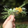 Fangsen Boho Wedding Hair Accessories Lavender Rose Hair Comb Floral Festival Headpiece for Women and Girls Silve (Orange)