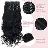 Sleekalon Clip in Hair Extensions 12Pcs 22clips Thick Synthetic Hairpieces 22inch Long Curly Wavy Natural Hair Extensions for Women Natural Black