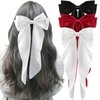 YOUSHEME 3pcs Hair Bows for Woman Cute Hair Accessories Silky Satin Barrettes Ponytail Holder Bow Hair Clips Hair Ribbon Tassel with Long Tail Hair Ribbons for Woman Girls